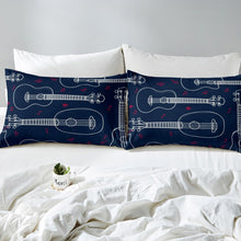 Load image into Gallery viewer, Kids Cute Guitar Bedding Set for Boys Children Rock Music Themed Fitted Sheet Decorative Blue White Musical Pattern Bed Sheet Set Cartoon Guitar Instruments Bed Cover 2/3Pcs