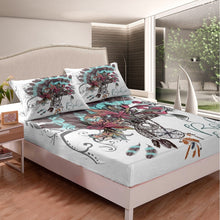 Load image into Gallery viewer, Girly Dreamcatcher Fitted Sheet Women Indian Hippie Feather Bedding Set Bohemian Dream Catcher Bed Sheet Set for Kids Girls Microfiber Chic Tribal Elements Bed Cover Room Decor