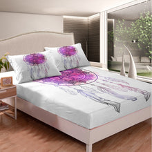 Load image into Gallery viewer, Girly Pink Dreamcatcher Bedding Set Boho Dream Catcher Bed Sheet Set For Girls Women Bohemian Style Fitted Sheet Tie Dye Bed Cover Bedroom Decor Chic Feather Print 2/3Pcs