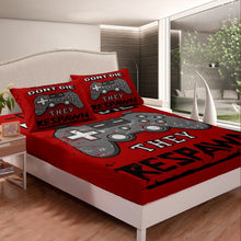 Load image into Gallery viewer, Kids Gamepad Bedding Set for Boys Children Teens Gamer Fitted Sheet Red Gray Video Game Bed Sheet Set Room Decor Modern Game Controller Bed Cover 2/3Pcs