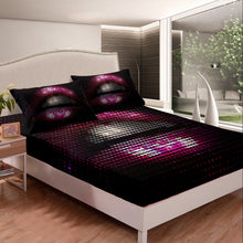 Load image into Gallery viewer, Women Kiss Bedding Set Feminine Red Lips Bed Sheet Set For Girls Adults Lipstick Print Fitted Sheet Abstract Art Bed Cover Bedroom Decor Sexy Mouth Pattern 2/3Pcs