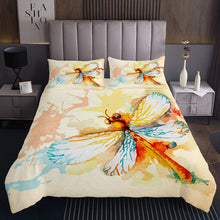 Load image into Gallery viewer, Dragonfly Quilt Grunge Tie Dye Coverlet Set Wild Insect Dragonfly Bedspread For Kids Girls Women Retro Field Pond Animal Bed Cover Red Yellow