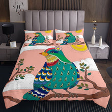 Load image into Gallery viewer, Boho Bird Bedspread Exotic Peacock Coverlet Set Sun Leaves Branches Quilt For Kids Girls Women Retro Chic Animal Tribal Style Bed Cover Teal Blue