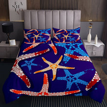 Load image into Gallery viewer, Starfish Coverlet Set For Kids Boys Girls Ocean Animal Quilt Hawaiian Beach Theme Bedspread Cartoon Marine Life Daybed Bedroom D¨¦cor Blue Red