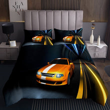Load image into Gallery viewer, Car Coverlet Set Traffic Tunnel Bedspread Vehicle Automobile Theme Quilt For Kids Teen Boys Young Man Driving On The Highway Bed Cover 2/3Pcs Bedroom Decor Yellow Black