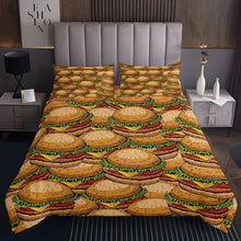 Load image into Gallery viewer, Hamburger Coverlet Set Meat Cheese Bedspread Fast Food Theme Quilt Cartoon Hamburg Pattern Daybed For Kids Boys Girls Room Decor Brown Red