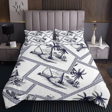 Load image into Gallery viewer, Sailboat Bedspread For Kids Boys Girls Hawaiian Beach Quilt Coconut Tree Island Coverlet Set Nautical Natural Photo Bed Cover Blue Bedroom Decoration