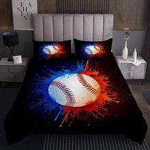 Load image into Gallery viewer, Baseball Quilt Blue Red Splash Tie Dye Coverlet Set For Kids Boys Girls Teens Outdoor Sports Games Bedspread Ball Print Bed Cover Bedroom Decoration