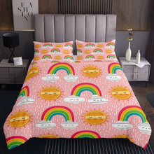 Load image into Gallery viewer, Homewish Girls Rainbow Quilt Sleeping Clouds Sun Coverlet Set Raining Bedspread For Kids Boys Colourful Cartoon Weather Element Bed Cover Child Room Decor Pink Gold