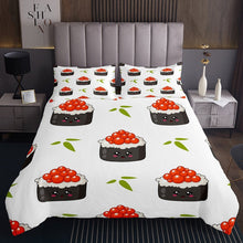 Load image into Gallery viewer, Sushi Bedspread Kawaii Rice Coverlet Set Cartoon Sushi Food Quilt Japanese Style Daybed For Kids Boys Girls Room Decor Yellow White