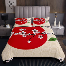 Load image into Gallery viewer, Japanese Wave Quilt Cherry Blossoms Coverlet Set For Kids Boys Girls Red Sun Bedspread Mermaid Fish Scales Japan Style Bed Cover Pink Bedroom Decoration