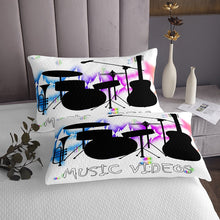 Load image into Gallery viewer, Drum Set Quilt Guitar Bedspread Video Rock Music Band Coverlet Set For Kids Boys Girls Teens Hippie Live Music Theme Bed Cover Blue Purple