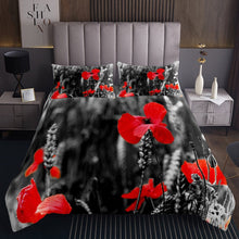 Load image into Gallery viewer, Adults Poppies Coverlet Set Red Floral Quilt Marijuana Bedspread Soft Microfiber Room Decor Vivid Petals Pastoral Style Coverlet Set Red Gray