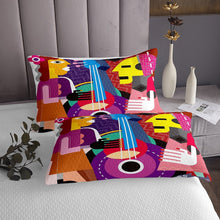 Load image into Gallery viewer, Guitar Quilt Rock Roll Music Coverlet Set For Kids Boys Girls Teens Musical Instrument Hip Hop Bedspread Two People Abstract Art Bed Cover Colourful Purple