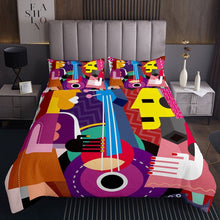 Load image into Gallery viewer, Guitar Quilt Rock Roll Music Coverlet Set For Kids Boys Girls Teens Musical Instrument Hip Hop Bedspread Two People Abstract Art Bed Cover Colourful Purple
