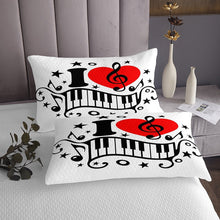Load image into Gallery viewer, Piano Keys Bedspread, Retro Rotating Music Coverlet Set, Musical Notes Quilt For Kids Boys Girls, Cartoon Stars Music Theme Bed Cover Red