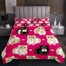 Load image into Gallery viewer, Guinea Pig Quilt Pet Animal Coverlet Set Cartoon Pattern Bedspread For Kids Boys Girls Love Heart Shap Bed Cover Red Brown Child Room Decor