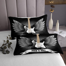 Load image into Gallery viewer, Guitar Quilt Rock Roll Music Coverlet Set For Kids Boys Girls Teens Musical Instrument Hip Hop Bedspread With Wings Bed Cover Gray Brown