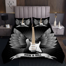 Load image into Gallery viewer, Guitar Quilt Rock Roll Music Coverlet Set For Kids Boys Girls Teens Musical Instrument Hip Hop Bedspread With Wings Bed Cover Gray Brown