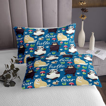 Load image into Gallery viewer, Panda Coverlet Set Bears Quilt For Kids Boys Girls Fungus Mushroom Bedspread Bees Wild Animal Cartoon Bed Cover Child Room Decor Blue Red Green