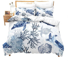 Load image into Gallery viewer, Coast Bedding Set Sea Turtle Duvet Cover Set for Kids Beach Comforter Cover Set