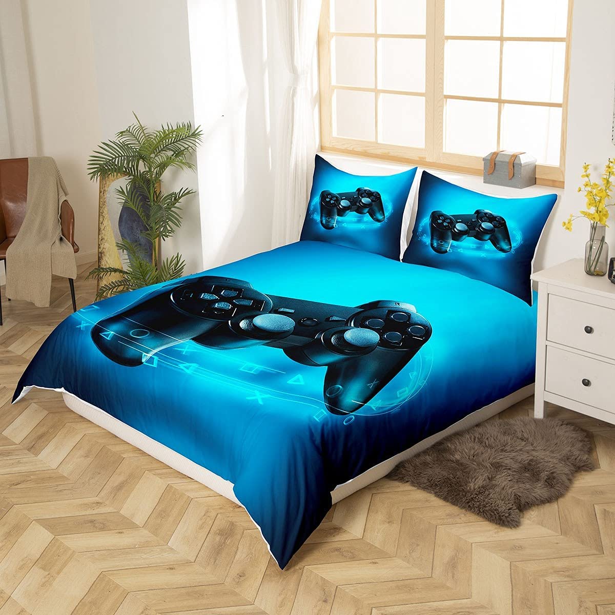 Teen Gamepad Duvet Cover Modern Gamer Comforter Cover for Kids Boys  Children Video Game Bedding Set Player Gaming Joystick Cover 