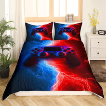 Load image into Gallery viewer, Gamer Gaming Bedding Sets,Lightnings Gamepad Duvet Cover, Video Games Comforter Cover for Kid Teens Boys Man, Modern Bedroom Decor 2 Pcs Bedding Set,Red Blue (EAN:9011803500025)