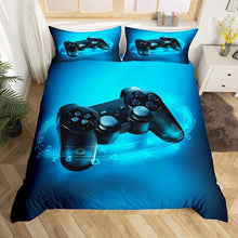 Load image into Gallery viewer, Kids Games Comforter Cover Set, Teens Gamepad Bedding Set, Modern VR Gamer Duvet Cover for Boys Youth Girls, Player Gaming Joystick Quilt Cover Bedroom Decor, Blue (EAN: 9011803479888)