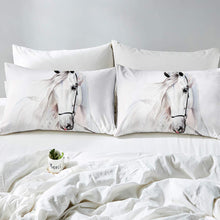 Load image into Gallery viewer, Feelyou White Horse Comforter Cover,Young Decorative Bedding Set with Zippers Ties,Duvet Cover Set