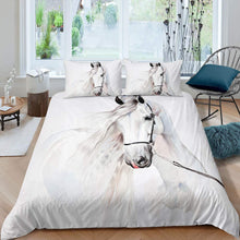 Load image into Gallery viewer, Feelyou White Horse Comforter Cover,Young Decorative Bedding Set with Zippers Ties,Duvet Cover Set