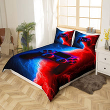 Load image into Gallery viewer, Gamer Gaming Bedding Sets,Lightnings Gamepad Duvet Cover, Video Games Comforter Cover for Kid Teens Boys Man, Modern Bedroom Decor 2 Pcs Bedding Set,Red Blue (EAN:9011803500025)