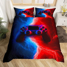 Load image into Gallery viewer, Gamer Gaming Bedding Sets,Lightnings Gamepad Duvet Cover, Video Games Comforter Cover for Kid Teens Boys Man, Modern Bedroom Decor 2 Pcs Bedding Set,Red Blue (EAN:9011803500025)