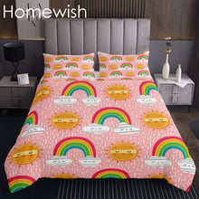 Load image into Gallery viewer, Homewish Girls Rainbow Quilt Sleeping Clouds Sun Coverlet Set Raining Bedspread For Kids Boys Colourful Cartoon Weather Element Bed Cover Child Room Decor Pink Gold