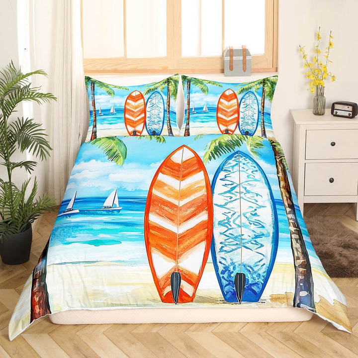 Erosebridal Sea Surfing Comforter Cover Twin,Ocean Beach Bedding Twin Size,Teenager Bedroom Decor,3Pcs