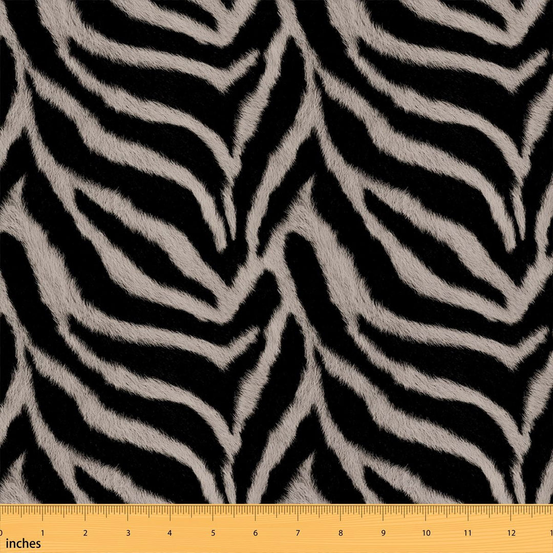 Manfei Zebra Fabric by the Yard 1 Yard Silver Home Decor Fabric by the Yard, Silver