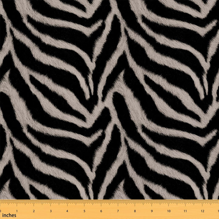 Manfei Zebra Fabric by the Yard 1 Yard Silver Home Decor Fabric by the Yard, Silver