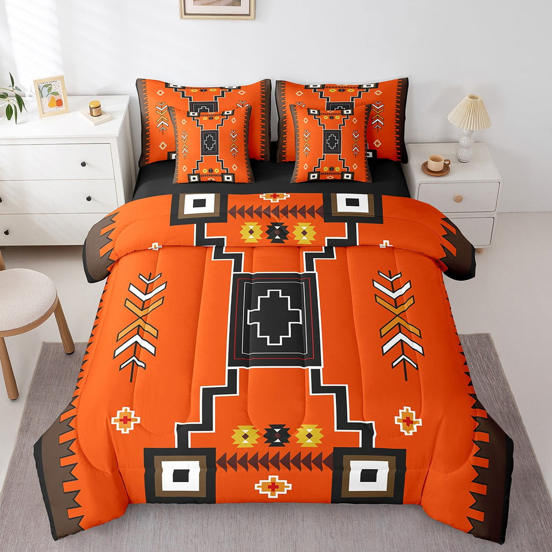 Erosebridal Bohemian Aztec Bedding Sets Twin Size,Geometric Comforter Sets with Sheets,Tribal Bedroom Decor,Reversible