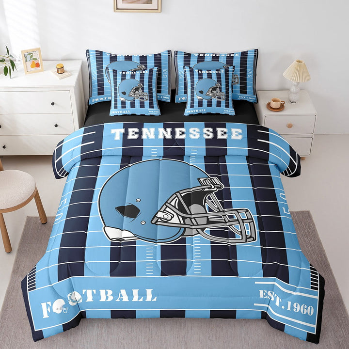 Erosebridal Rugby Sport Bedding Twin Size,Tennessee Bed Set,American Football City Bedding Sets Twin Size,Ultra Soft Room Decor Reversible,7pcs
