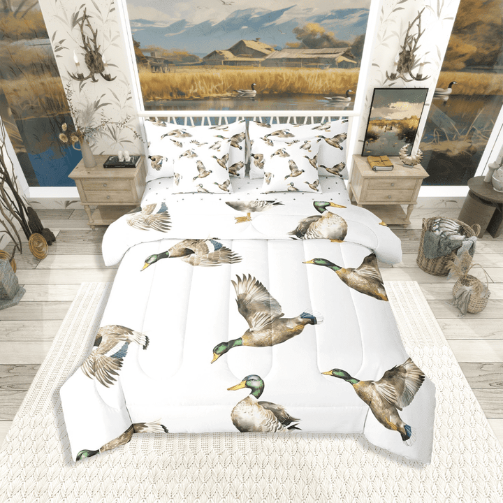 Manfei Mallard Duck 7pcs Full Bedding Set - Hunting &amp; Fishing Wildlife Animal Style