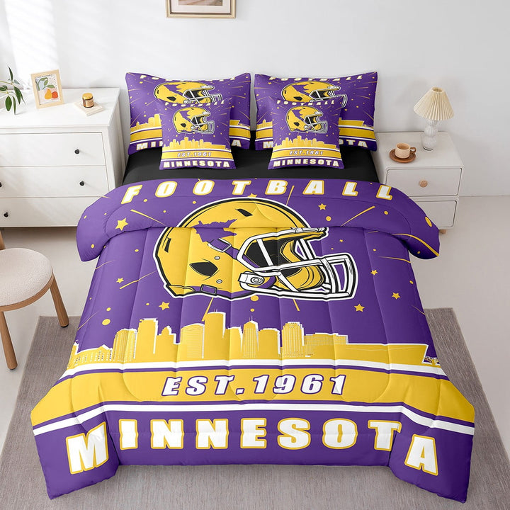 Erosebridal Soccer Lover Bed in a Bag, American Football Bed Set, Eat Sleep Reversible Comforter Sets, Super Cozy Bedroom Decorative, 7pcs