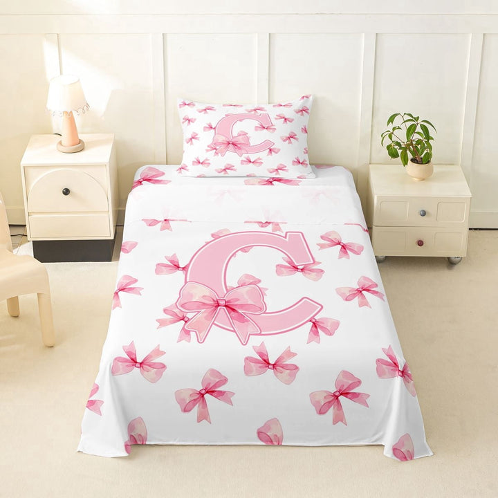 Erosebridal Girl Personalized Gifts Twin Sheet Sets,Pink Alphabet C Bedding For Teens 3pcs
