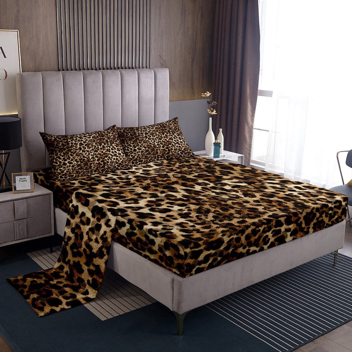 Erosebridal Chic Cheetah Bed Sheets Set King Size, Leopard Print Bedding King Size, Teenager Adult Sheet Set King, Super Cozy Room Decorative, 4 Pieces