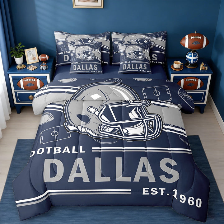Erosebridal Football Ball Games Bedding Sets Full Size For Boys Teens,American Rugby Sport Comforter Sets With Sheets,Dallas Sports City Bed In A Bag Full Size,Reversible,7-Piece