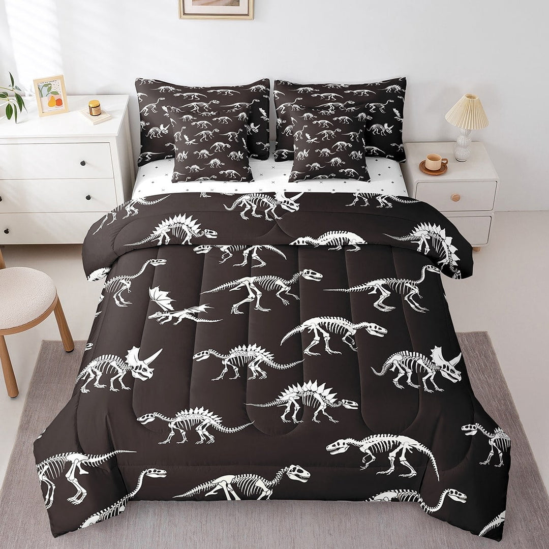 Erosebridal Dinosaur Skeleton Bed in a Bag Full size,Woodland Wildlife Bed Set,Animal Room Decorative,Breathable,7 Pieces