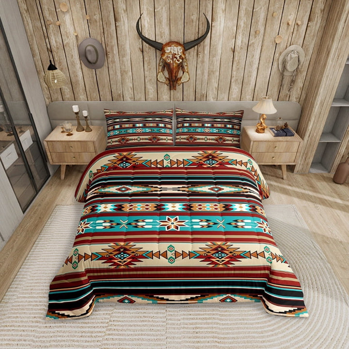 Western Decor Comforter Aztec Comforter Set Cowboy Cowgirl Southwestern Bedding Set Rustic Farmhouse Country Bedroom Decor Bohemian Tribe Arrow Retro Quilt Set Full Size 3Pcs