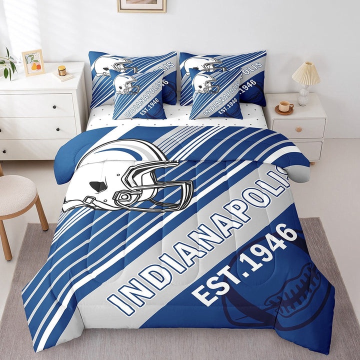 Erosebridal Football Bedding Sets Twin Size,Ball Game Comforter Sets with Sheets,Sport Decor (Indianapolis),Reversible,Breathable,7-Piece
