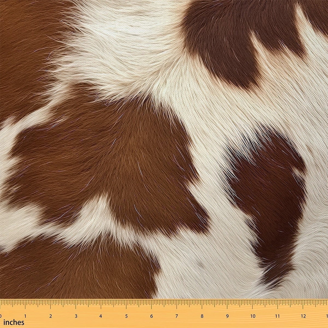 Erosebridal Cowhide Fabric By The Yard,Wildlife Upholstery Fabric,DIY 3D Cattle Animals Decorative Fabric,Cute Cow Hair Indoor Outdoor Fabric,Art Craft Patchwork,Brown White,2 Yards