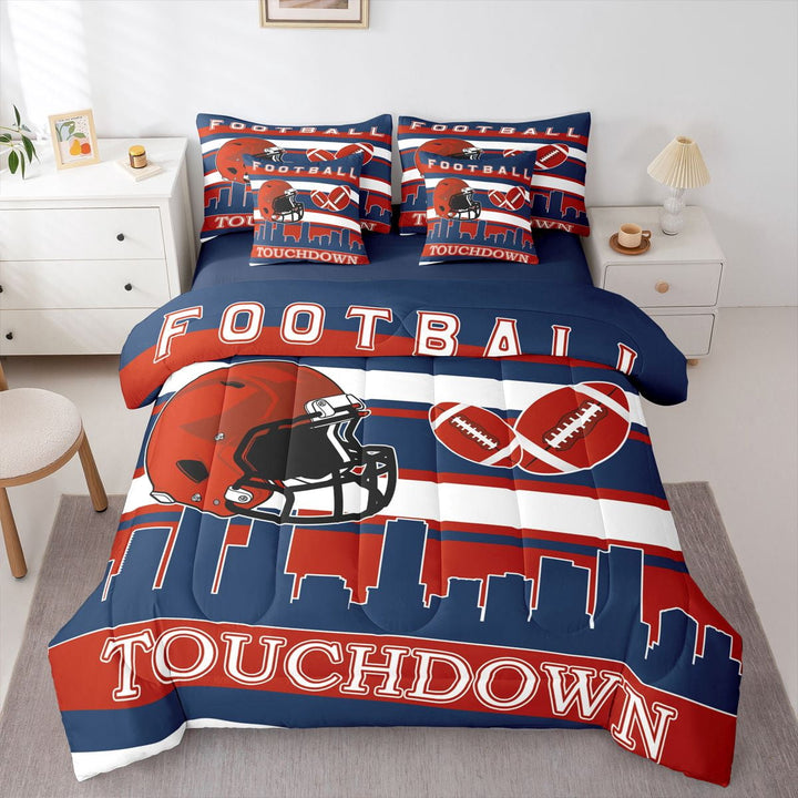 Erosebridal Ball Gaming Rugby Bedding Sets Twin Size,Football City Denver Comforter Sets with Sheets,Gamer Room Decorative,Reversible,Breathable,7-Piece