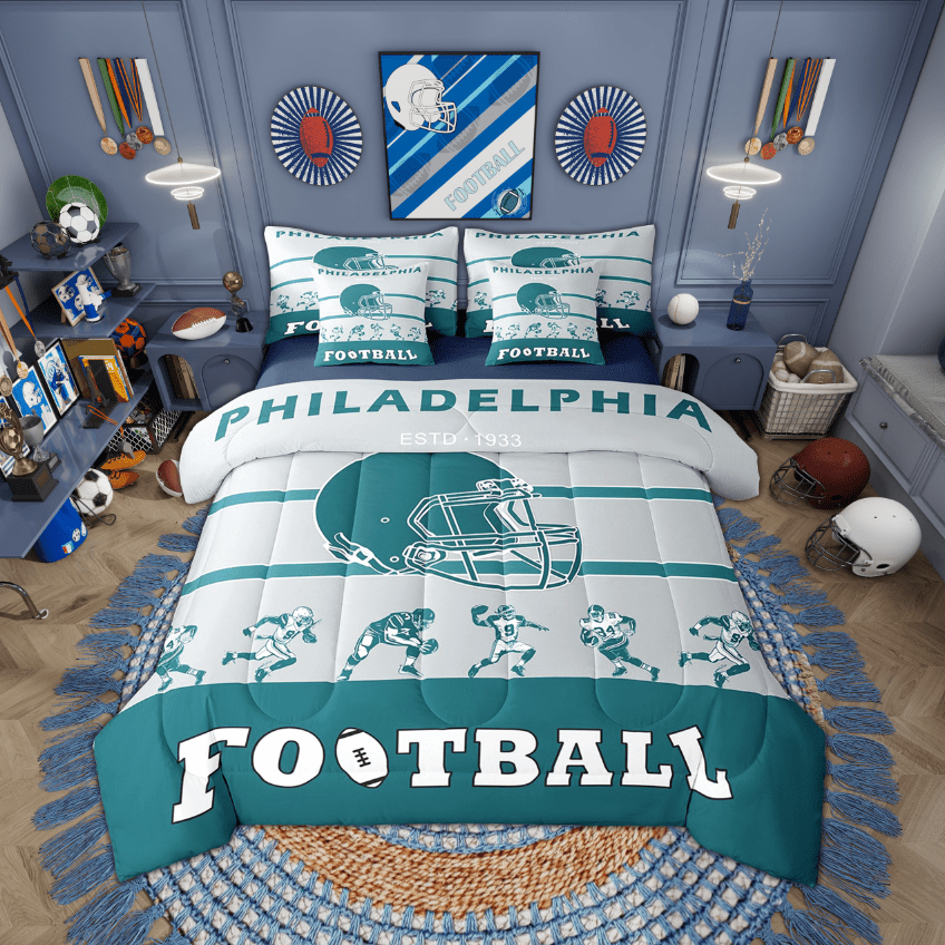Comforters Twin Size Set with Sheets Football - 7 Pieces Bed in a Bag Twin American Football Beddding Sets with Comforter, Sheets, Pillowcases &amp; Shams(Philadelphia)