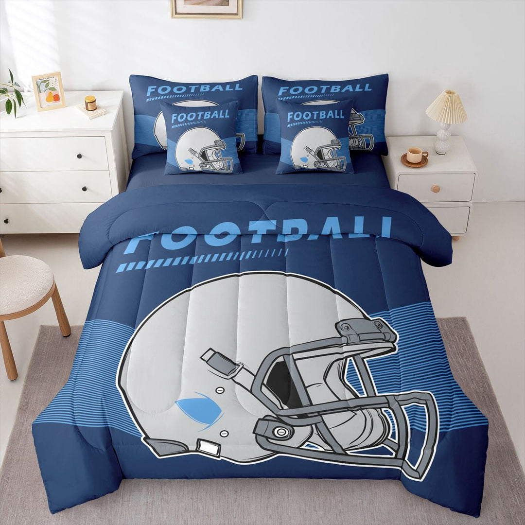 7 Pieces American Football Comforter Set Full, Sports Ball Game Comforter Set Bed-in-a-Bag, Tennessee (1 Comforter, 1 Flat Sheet 1 Fitted Sheet 2 Pillowcases and 2 Throw Pillow Covers)